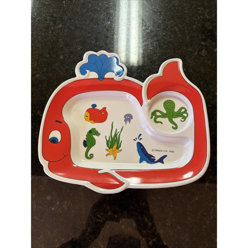 Oneida LTD Vintage 1988 Whale Plate Kids Children's Melamine‎ Tray Divided Ocean